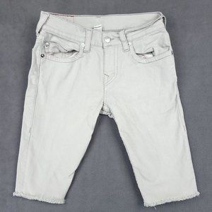 True Religion Womens Capri Jean Pants Size 30 Light Beige Mid Rise  Fayed Hems